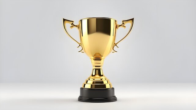 Isolated Gold Trophy Cup On White Background. Rendering In 3D