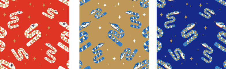 Traditional Chinese Year of the Snake illustration vector 2025, Asian elements, Memphis style(Translation: Snake Zodiac 2025 Happy New Year)