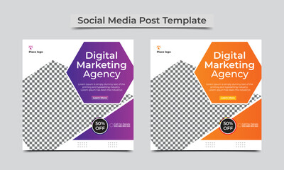 Digital marketing agency social media post template. vector illustration.