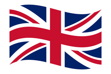 Wavy flag of Great Britain, isolated on transparent background. Flag of the United Kingdom. British Union Jack. Vector illustration