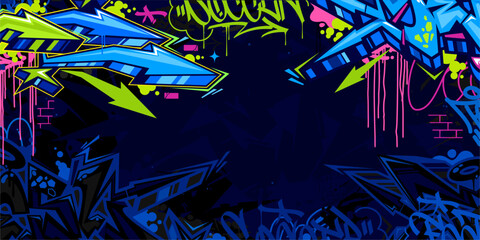 Cool Trendy Abstract Hip Hop Urban Street Art Graffiti Style Vector Illustration Background Template