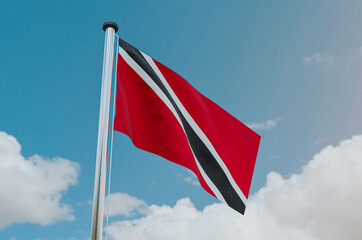 Trinidad and Tobago National Flag with Sky Background