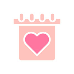 Calendar Love solid soft pink valentine illustration