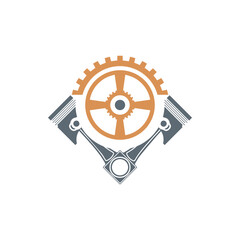 Piston and gear logo, suitable for the transportation industry, auto repair, workshops and car accessories etc.