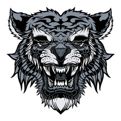 Angry tiger head.	
