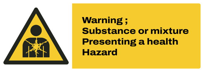 ISO warning safety signs_warning ; substance or mixture presenting a health hazard landscape size 1/2 a4,a3,a2,a1