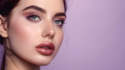 Professional Makeup Mastery A Models Flawless Visage Adorned with Decorative Cosmetics