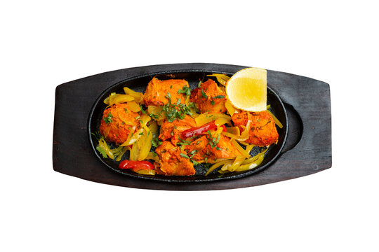 tandoori chikan tikka indian food dish no background.