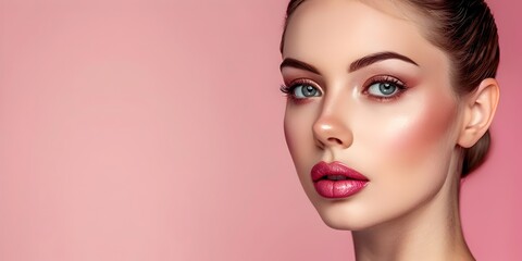 Professional Makeup Mastery Showcasing Decorative Cosmetics on a Models Radiant Face