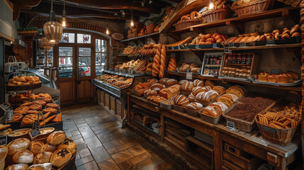 HDR Photo of Traditional Bakery Shop in France: Food Commercial Advertisement
