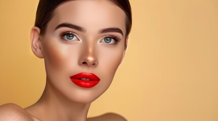 Fototapeta premium Professional Makeup Enhancing Natural Beauty Advertising Banner Display