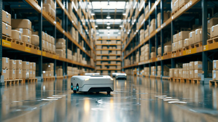 物流倉庫で自律移動するロボット
Robots moving autonomously in logistics warehouses.