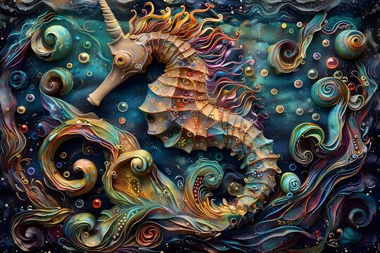 Enchanting Seahorse Gliding Through Shimmering Underwater Dreamscape