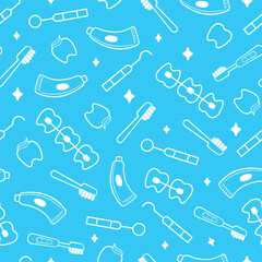 Dental health, dentist and orthodontics seamless pattern