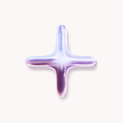 Obraz premium 3D metal element with chrome coating in Y2K style