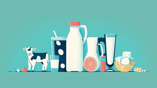 Create educational infographics and materials about the importance of milk in a balanced diet, using bright and engaging visuals to convey essential information about milk's role in nutrition World