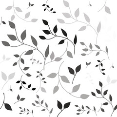 Monochrome Leaf Seamless Pattern