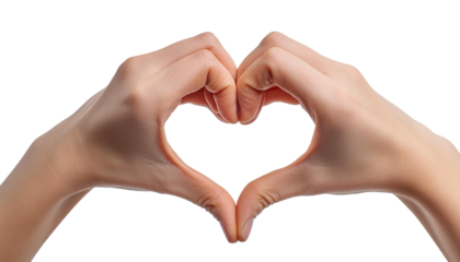 pose of two hands forming a heart on a transparent background