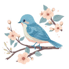 Cute bluebird on white background