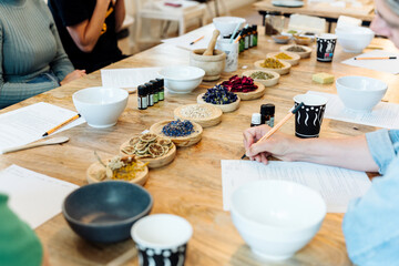 Traditional soap-making with natural ingredients in workshop