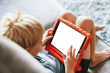 Tablet screen png mockup, orange silicone case