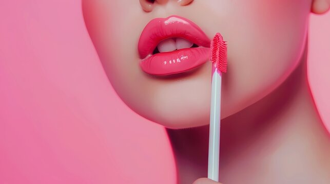 Young female applying lipstick for beauty fashion style isolated background