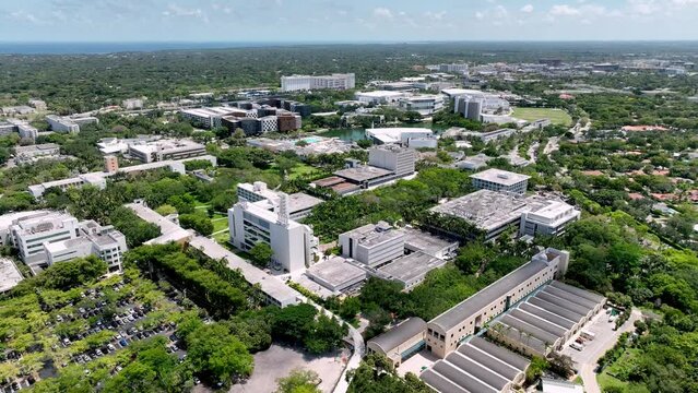 Aerial high above the University of Miami Campus Aerial