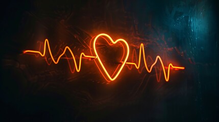 Fototapeta premium A neon heartbeat, pulsating across a dark canvas, symbolizing the lifeblood of data flow