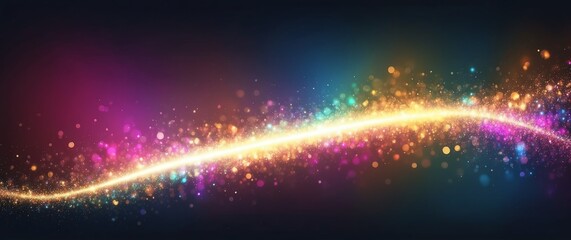 abstract bright glitter bokeh colorful rays of light beams spectrum banner illustration