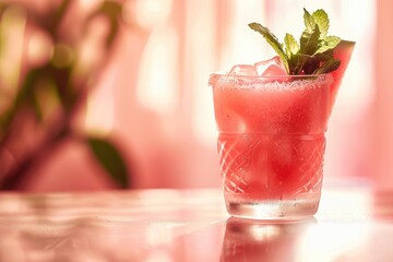 Refreshing Watermelon Cocktail in Sunlit Summer Setting