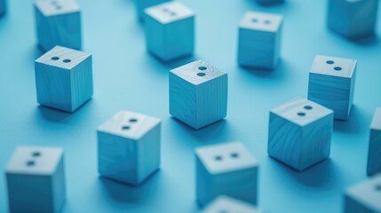 Obraz premium Promotion symbol Messaging bricks on blue background table