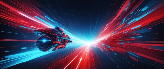 red and blue digital speed future technology abstract concept background banner illustration