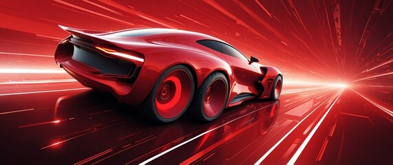 red digital speed future technology abstract concept background banner illustration