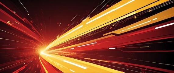 yellow and red digital speed future technology abstract concept background banner illustration