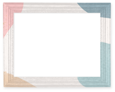 Picture frame mockup PNG sticker in pastel Memphis design