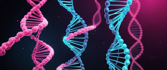 pink and blue digital medical dna technology abstract concept background banner illustration