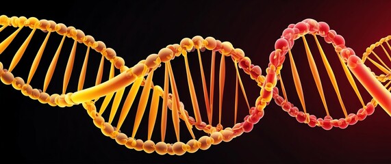 red and yellow digital medical dna technology abstract concept background banner illustration