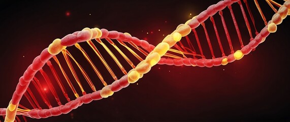 red and yellow digital medical dna technology abstract concept background banner illustration