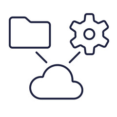 Server local network line icon. Data hosting, Cloud computing, Information Technology, Computer Software. Folder, cloud and gear logo symbol for web and mobile. Editable vector stroke. Pixel Perfect.