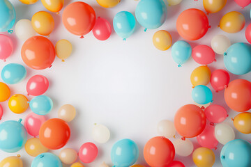 A frame of balloons on a white background. Balloons as a background. Festive background. Birthday advertisement