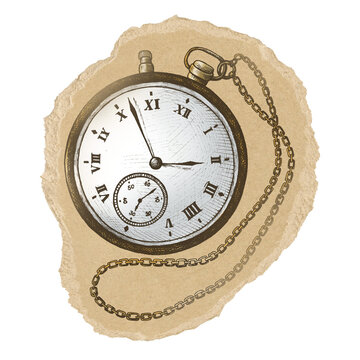recommend clip art: Pocket watch png sticker, ripped paper, transparent background