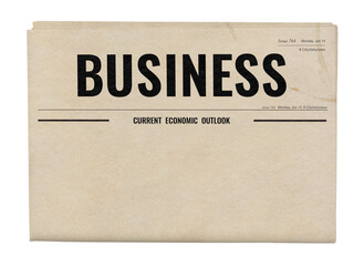 Vintage business png newspaper sticker, kraft design, transparent background