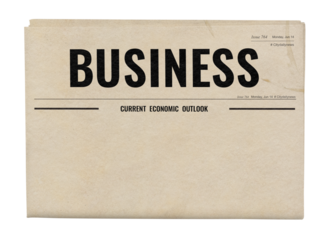 Vintage business png newspaper sticker, kraft design, transparent background