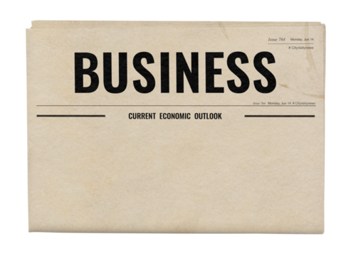 Vintage business png newspaper sticker, kraft design, transparent background