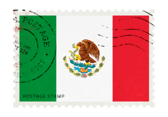 Mexico flag png post stamp sticker, transparent background