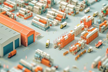 A warehouse with many containers stacked on top of each other