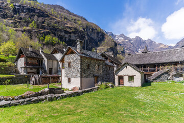 Sonlerto Village view in Val Bavona of Switzerland