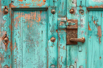 The door is old and has a rusty lock