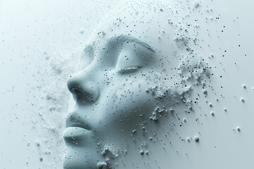Fototapeta premium a woman's profile made of sand. Female profile on white background. 
