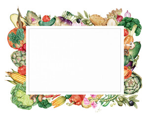 Round vegetable illustration frame png hand drawn